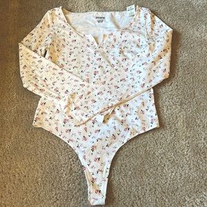 PINK thong floral bodysuit